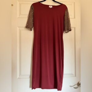 LuLaRoe dress with lace sleeves